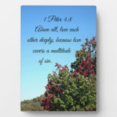 Plaque Photo 1 Pierre 4:8 Et surtout, aimez-vous profondément l (Devant)