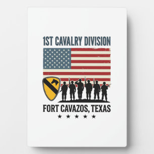 Plaque Photo 1ère Division de Cavalerie Fort Hood Vintage Sh Mi