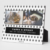 Plaque Photo 1Noël Ensemble Chat Chien Paw 2 Photo (Côté)