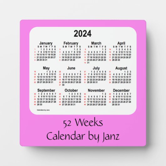 Plaque Photo 2024 Violet 52 semaines Calendrier par Janz (Devant)