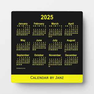 Plaque Photo 2025 Neon Yellow Desk Calendar by Janz