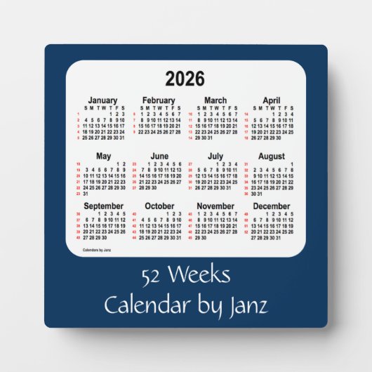 Plaque Photo 2026 Police Box Blue 52 Weeks Calendar par Janz (Devant)