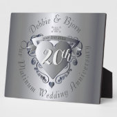 Plaque Photo 20e Wedding Anniversary Platinum Horizontal (Côté)