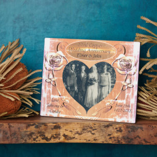 Plaque Photo 22e anniversaire de mariage de cuivre
