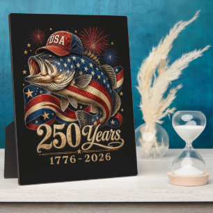Plaque Photo 250 Amérique 1776 2026 Pêche à la basse USA Drapea