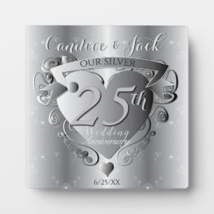 Plaque Photo 25e anniversaire de Mariage d'argent Emblème cardi