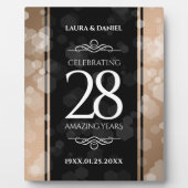 Plaque Photo 28e anniversaire du Mariage de lin élégant (Devant)