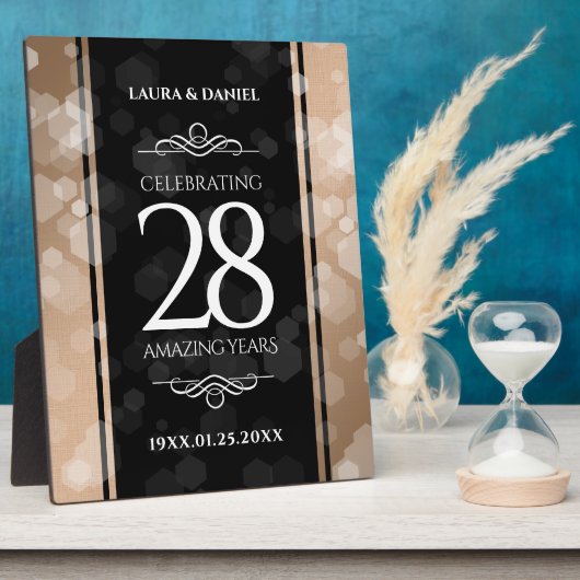Plaque Photo 28e anniversaire du Mariage de lin élégant (Côté)