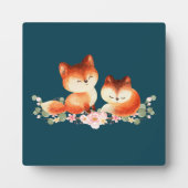 Plaque Photo 2 mignons Petits Renards Rouges Aquarelle Design (Devant)