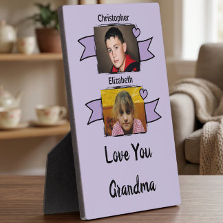 Plaque Photo 2 photos amour vous grand-mère violet