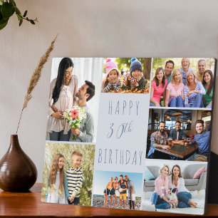 Plaque Photo 30e Anniversaire 7 Photo en collage Deux tons bleu