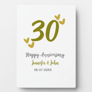 Plaque Photo 30e joyeux anniversaire de mariage couple gris dor