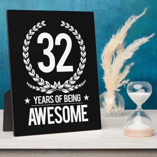 Plaque Photo 32e anniversaire (32 ans d'être génial) (Côté)