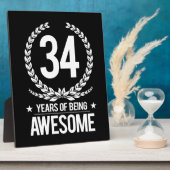 Plaque Photo 34e anniversaire (34 ans d'être génial) (Côté)