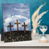 Plaque Photo 3 croix rustiques avec ciel (Côté)