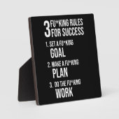 Plaque Photo 3 Règles De Réussite - Motivation Dure (Recto)