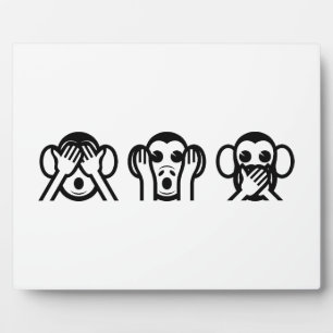 Plaque Photo 3 Singes Sages Emoji