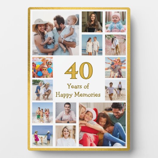 Plaque Photo 40 years (or any age) of happy memories birthday (Devant)