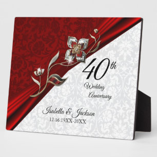 Plaque Photo 40e anniversaire du Mariage floral Ruby