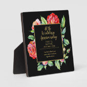 Plaque Photo 40e anniversaire Mariage cadeau - Ruby Red Roses (Recto)