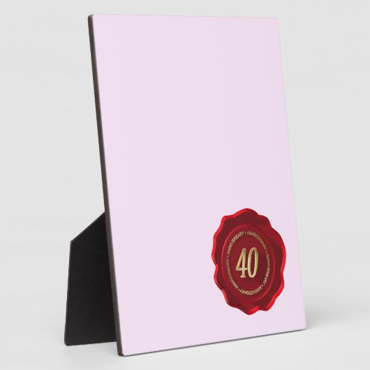 Plaque Photo 40e anniversaire sceau de cire rouge (Côté)