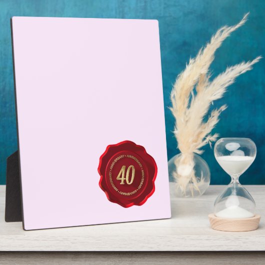 Plaque Photo 40e anniversaire sceau de cire rouge (Côté)