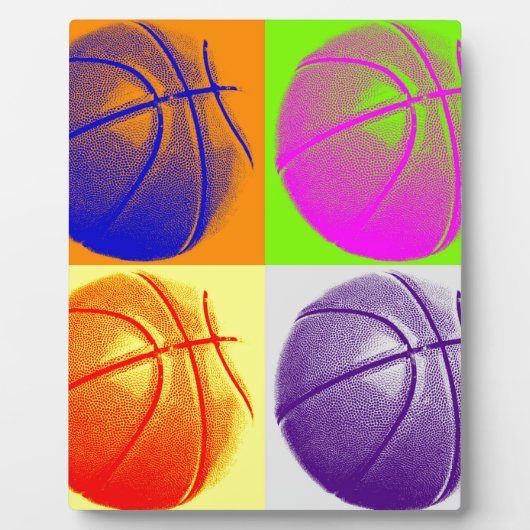 Plaque Photo 4 couleurs Pop Art Basketball (Devant)