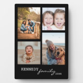 Plaque Photo 4 Photo Collage Modèle Nom de famille Noir (Devant)