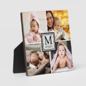 Plaque Photo 4 Photo Collage Nom de famille Monogramme (Recto)