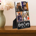 Plaque Photo 4 Photo Collections Besties Noms BFF Noir<br><div class="desc">Une plaque de collage photo moderne comme cadeaux pour les meilleurs amis personnalisés avec leurs noms et 4 photos.</div>