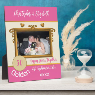 Plaque Photo 50 ans de mariage or anniversaire ajouter des noms
