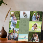 Plaque Photo 50e anniversaire 7 photo Collage Sage Green<br><div class="desc">Dites Joyeux 50e anniversaire avec une plaque photo personnalisée. Le modèle photo est mis en place pour vous d'ajouter 7 de vos photos préférées qui sont affichées dans un collage photo autour de la salutation d'anniversaire. Le texte se lit simplement "Joyeux 50ème anniversaire" dans la typographie décontractée. "50ème" est en...</div>