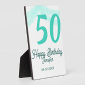Plaque Photo 50e anniversaire ajouter nom date année vert paste (Côté)