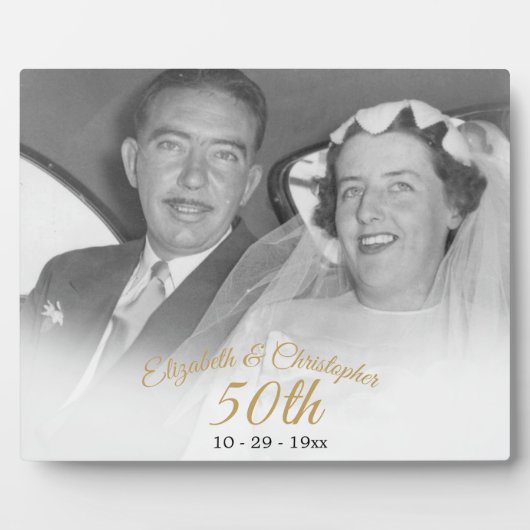 Plaque Photo 50e anniversaire de Mariage Photo Black Gold Elega (Devant)