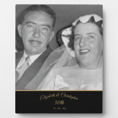 Plaque Photo 50e anniversaire de photo Mariage Black Gold Elega (Devant)