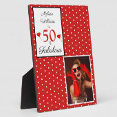 Plaque Photo 50e anniversaire Nom photo Rouge 50 et Fabulous W  (Côté)