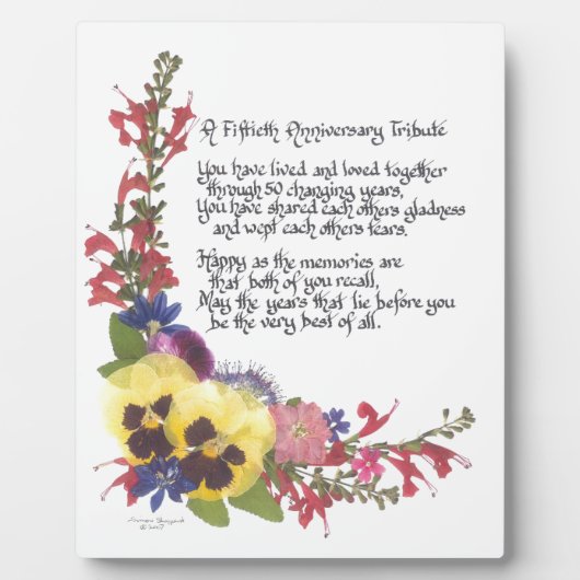 Plaque Photo 50th Anniversary Tribute (Devant)