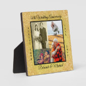 Plaque Photo 50th Wedding Anniversary Gold Glitter Photo (Recto)