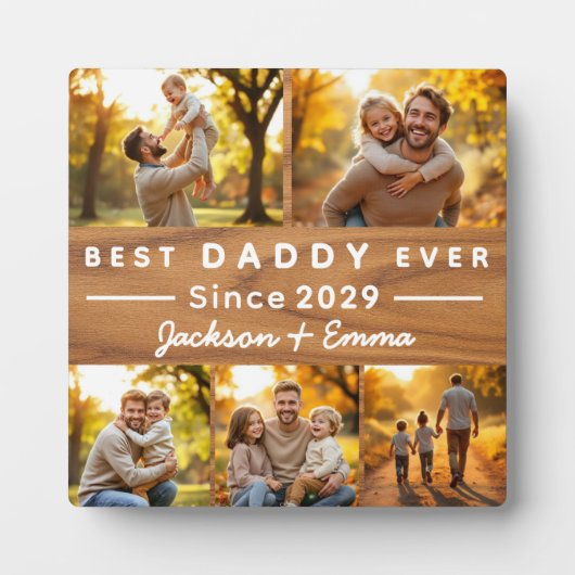 Plaque Photo 5 Photo Collage Fête des pères en bois Meilleur pa (Devant)