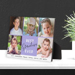 Plaque Photo 5 Photos Meilleure famille de grand-mère<br><div class="desc">Donnez à votre grand-mère ce beau signe de gardien pour son anniversaire,  Noël ou le jour de grand-parent. Personnalisez avec 5 photos de ses petits-enfants et leurs noms. "Best Grandma Ever" est accentué avec un texte de style manuscrit moderne.</div>