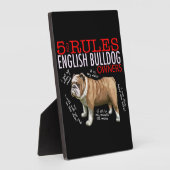 Plaque Photo 5 Règles pour les propriétaires de bulldog anglais (Côté)
