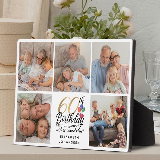 Plaque Photo 60th Birthday Script Photo Collage Modern Keepsake