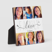 Plaque Photo 6 Photo Collage Famille Amour Script Coeurs Modern (Recto)