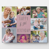 Plaque Photo 80e anniversaire 7 photo Collage rose (Devant)