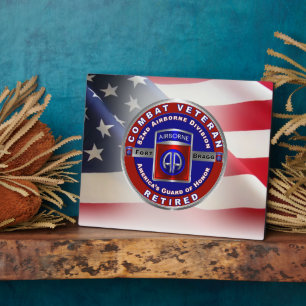 Plaque Photo 82nd Airborne Division Retired Veteran