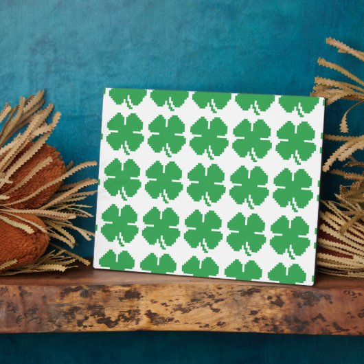 Plaque Photo 8 bits Pixel Lucky Four Leaf Clocher (Côté)