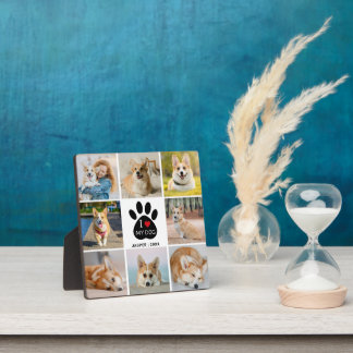 Plaque Photo 8 Photo Collage I Love My Dog Empreinte de patte