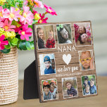 Plaque Photo 8 Photo Rustique Grange Wood Love You Nana Grandki<br><div class="desc">La plaque photo collage fait un cadeau de gardien rustique et mignon pour nana. Personnalisez avec 8 photos et noms. Un grand cadeau pour grand-mère pour son anniversaire,  Noël,  le jour de la mère et le jour des grands-parents.</div>