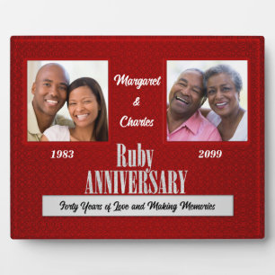 Plaque Photo 8x10 Ruby 40th Mariage Anniversary Carré Photos