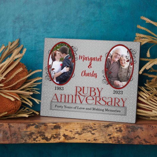 Plaque Photo 8x10 Ruby 40th Mariage Anniversary Photo (Côté)